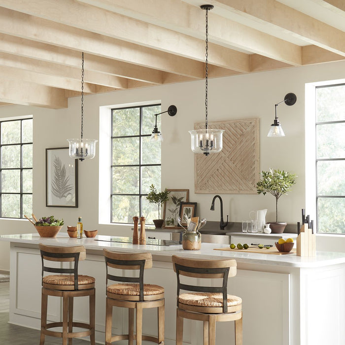 Progress Lighting Winslett Collection Black Three-Light Semi-Flush Convertible (P350153-031)