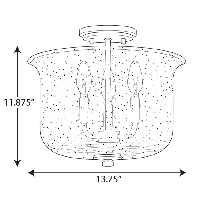 Progress Lighting Winslett Collection Black Three-Light Semi-Flush Convertible (P350153-031)