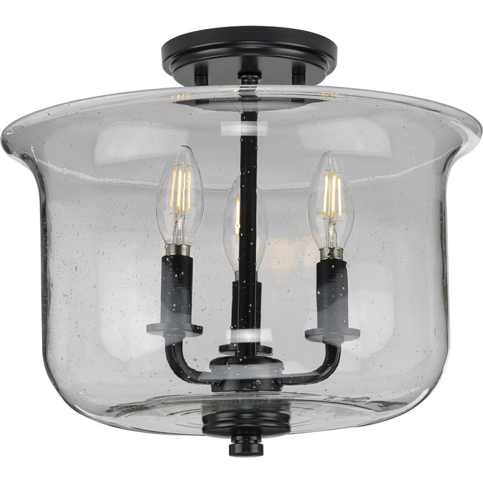 Progress Lighting Winslett Collection Black Three-Light Semi-Flush Convertible (P350153-031)
