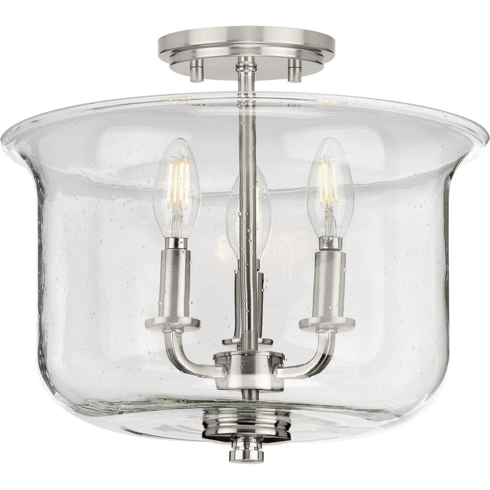 Progress Lighting Winslett Collection Brushed Nickel Three-Light Semi-Flush Convertible (P350153-009)