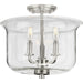 Progress Lighting Winslett Collection Brushed Nickel Three-Light Semi-Flush Convertible (P350153-009)