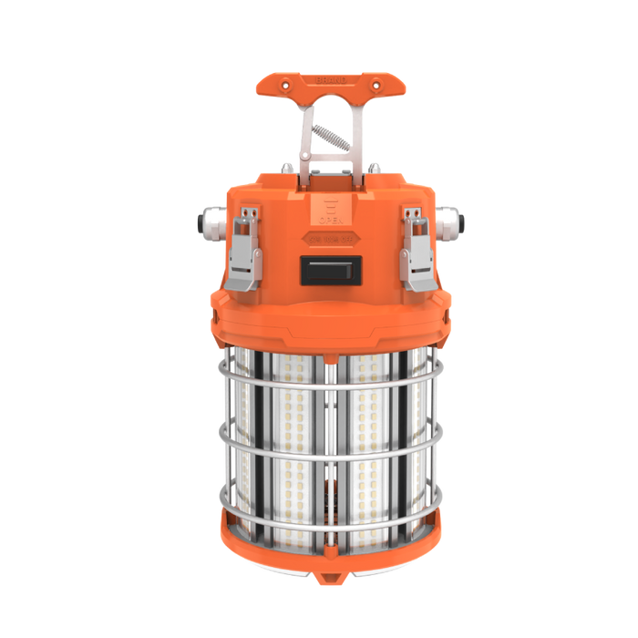 RAB ProTemp LED Work Light With Custom Wiring Terminal Wattage Selectable 100W/50W 5000K 80 CRI 120-277V Orange (PROTEMP-100)