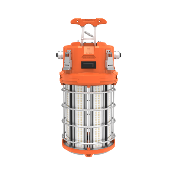 RAB ProTemp LED Work Light With Custom Wiring Terminal Wattage Selectable 150W/75W 5000K 80 CRI 120-277V Orange (PROTEMP-150)