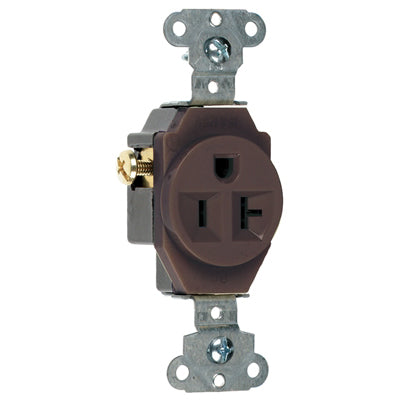 Pass And Seymour Brown Single Receptacle Back And Side Wire (5351)