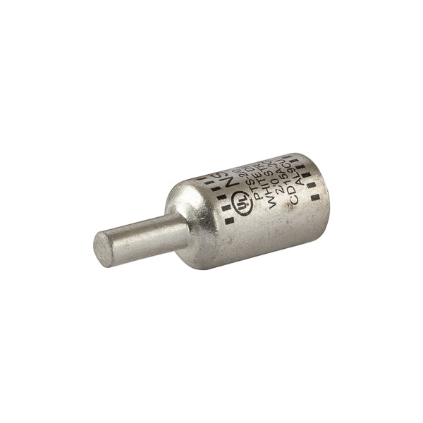 NSI Aluminum Tin Plated Pin Terminal 2/0 AWG Wire Size 1 AWG Solid Pin Aluminum/ Copper (PTS2/0)