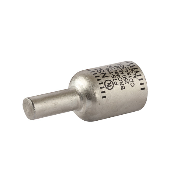 NSI Aluminum Tin Plated Pin Terminal 250 MCM Wire Size 3/0 AWG Solid Pin Aluminum/ Copper (PTS250)