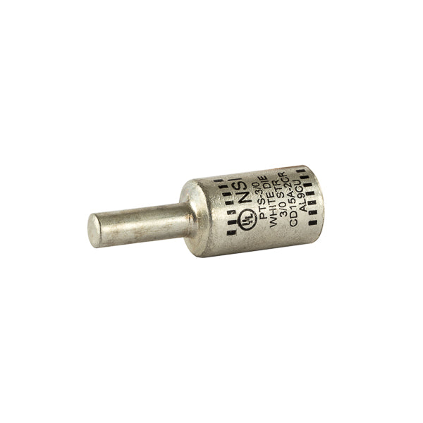 NSI Aluminum Tin Plated Pin Terminal 3/0 AWG Wire Size 1/0 AWG Solid Pin Aluminum/ Copper (PTS3/0)