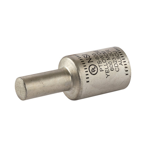 NSI Aluminum Tin Plated Pin Terminal 600 MCM Wire Size 400 MCM Solid Pin Aluminum/ Copper (PTS600)
