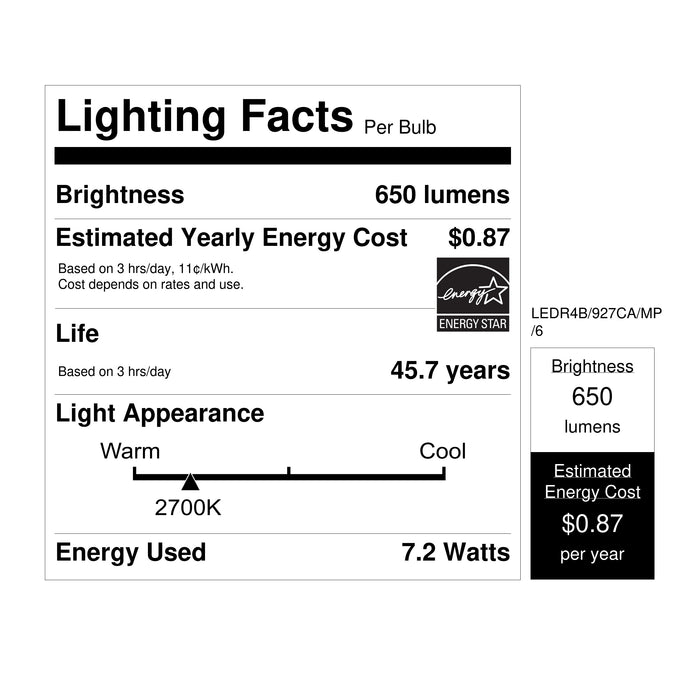 Feit Electric 4 Inch 7.2W [50W Equivalent] Soft White 2700K Baffle Trim LED Recessed Downlight 6-Pack (LEDR4B/927CA/MP/6)