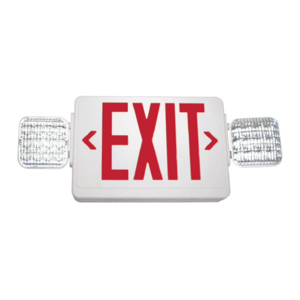 Exitronix Slim Thermoplastic Combo-NiCad Battery Universal Single/Double-Face Red Letters Square Lamp Head White 120/277V (QCSS-R-WH)