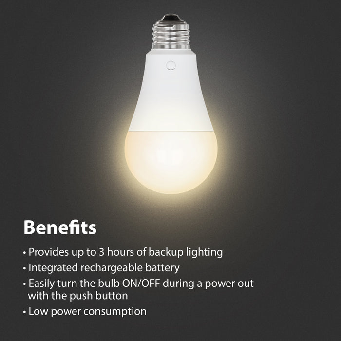 Feit Electric 8.8W [60W Equivalent] Adjustable White CCT Selectable 2700K/3000K/3500K/4000K/5000K Rechargeable Battery-Powered LED Bulb With Remote (OM60/5CCTCA/BAT/LEDI)