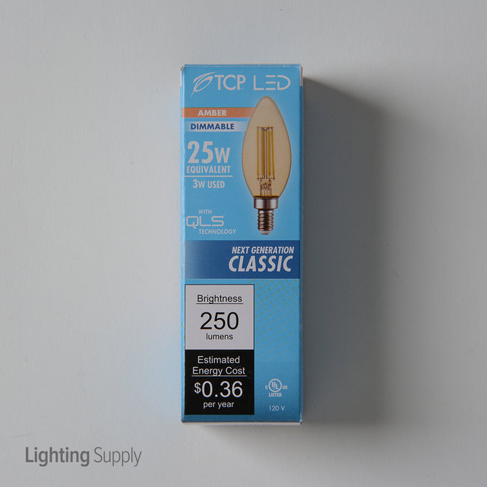 QLS 3W LED B10 2700K 250Lm 120V 80 CRI Dimmable Bulb (FB11D2527KE12G)