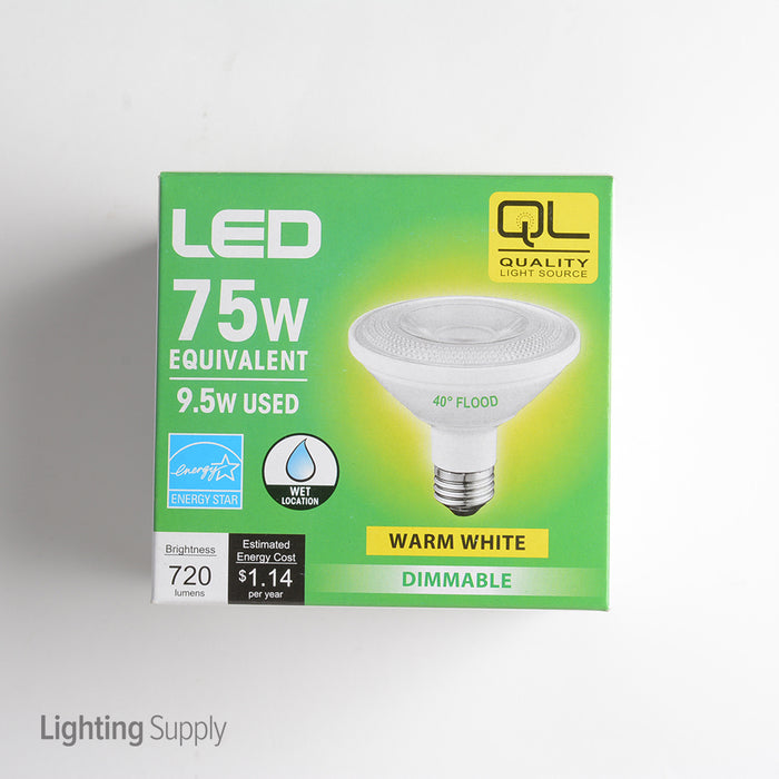 QLS 8W LED PAR30 Short Neck 3000K 750Lm 120V 80 CRI Medium E26 Base Dimmable Bulb (LP30SD7530EWF)