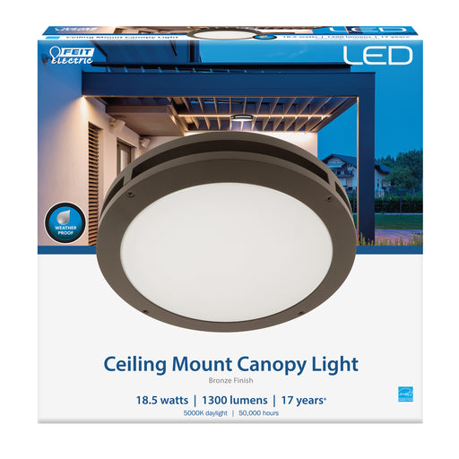 Feit Electric 1300Lm 5000K Ceiling Mount Canopy Light (S13CM/850/BZ)