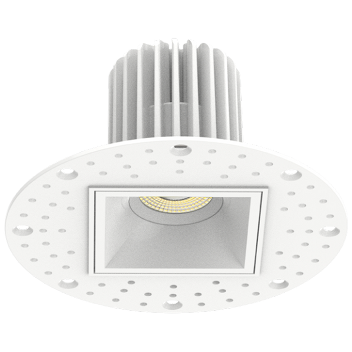 RAB LED Trimless Downlight 2 Inch Square 9W 550Lm 90 CRI CCT Selectable 2700K/3000K/3500K/4000K/5000K 38 Degree Beam Angle Triac Dimming White Smooth (R2STL)