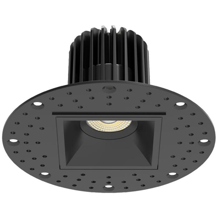 RAB LED Trimless Downlight 2 Inch Square 9W 600Lm 90 CRI CCT Selectable 2700K/3000K/3500K/4000K/5000K 38 Degree Beam Angle Triac Dimming Black Smooth (R2STLB)