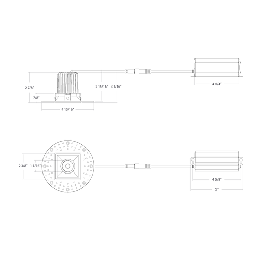 RAB LED Trimless Downlight 2 Inch Square 9W 550Lm 90 CRI CCT Selectable 2700K/3000K/3500K/4000K/5000K 38 Degree Beam Angle Triac Dimming White Smooth (R2STL)