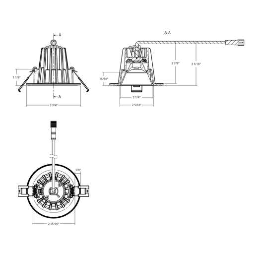RAB 3 Inch LED Recessed Downlight 9W 90 CRI CCT Field Adjustable 2700K/3000K/3500K/4000K/5000K Triac Dimming Round White Smooth Trim (R3-9)