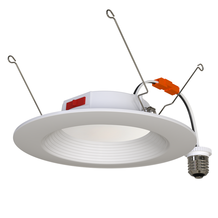 RAB LED Economical Recessed Retrofit Downlight 6 Inch Round E26 White 10W 900Lm CCT Adjustable 2700K/3000K/3500K/4000K/5000K 90 CRI Baffle Trim (R34-6B)