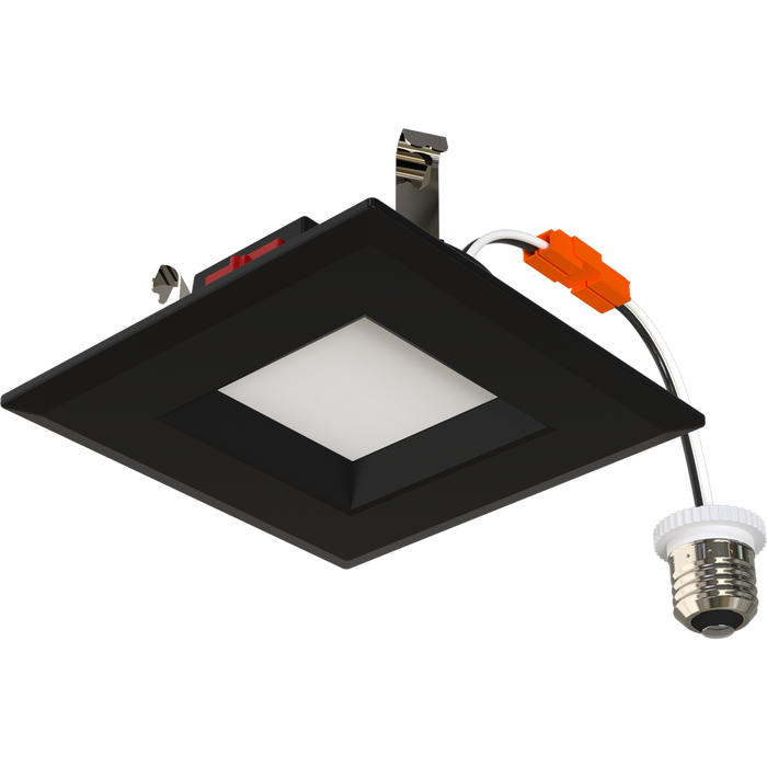 RAB LED Recessed Retrofit Downlight Square 4 Inch 6W CCT Selectable 2700K/3000K/3500K/4000K/5000K 120V 90 CRI Black Smooth Trim (R34S-4-B)