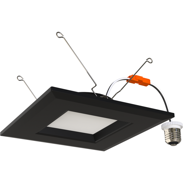 RAB LED Recessed Retrofit Downlight Square 6 Inch 9W CCT Selectable 2700K/3000K/3500K/4000K/5000K 120V 90 CRI Black Smooth Trim (R34S-6-B)