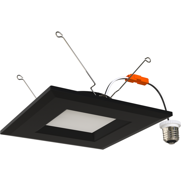 RAB LED Recessed Retrofit Downlight Square 6 Inch 9W CCT Selectable 2700K/3000K/3500K/4000K/5000K 120V 90 CRI Black Baffle Trim (R34S-6B-B)