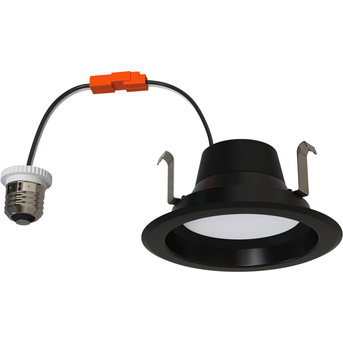 RAB 4 Inch LED Round Retrofit Downlight Wattage/CCT Selectable 7W/6W/5W 2700K/3000K/3500K/4000K/5000K 90 CRI 120V Black Smooth Splay Trim (R34X-4-B)