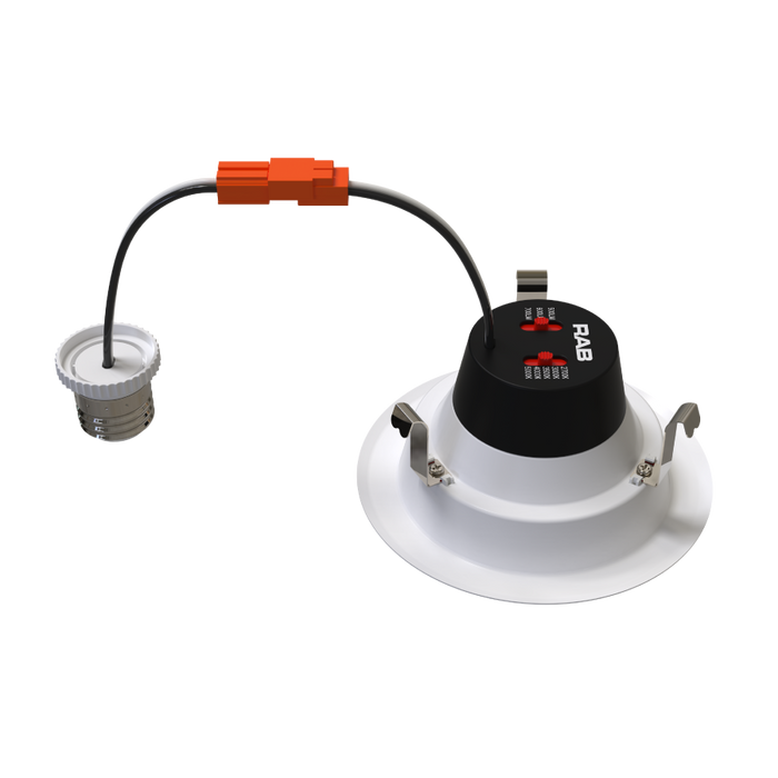 RAB 4 Inch LED Retrofit Downlight Wattage/CCT Selectable 7W/6W/5W 2700K/3000K/3500K/4000K/5000K Smooth Trim 90 CRI White (R34X-4)