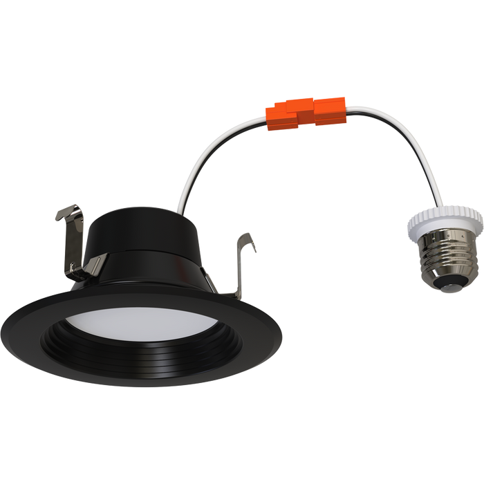 RAB 4 Inch LED Round Retrofit Downlight Wattage/CCT Selectable 7W/6W/5W 2700K/3000K/3500K/4000K/5000K 90 CRI 120V Black Baffle Trim (R34X-4B-B)