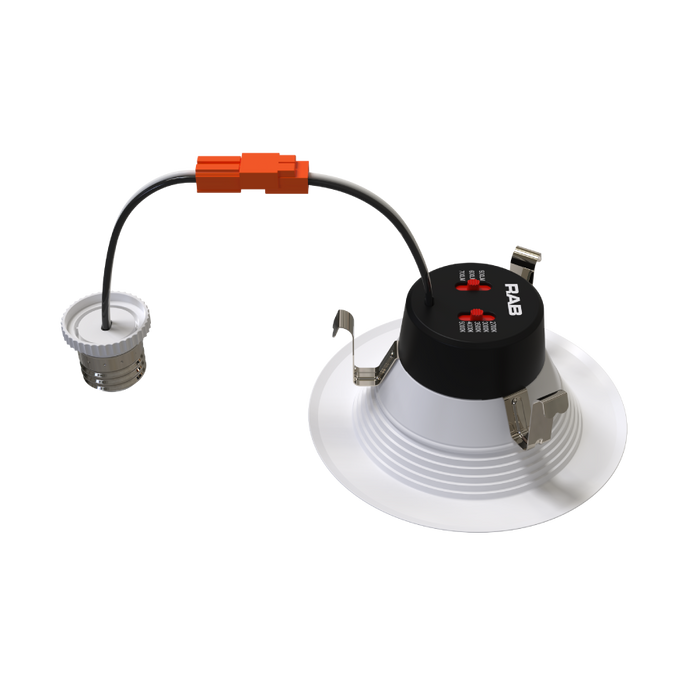 RAB 4 Inch LED Retrofit Downlight Wattage/CCT Selectable 7W/6W/5W 2700K/3000K/3500K/4000K/5000K Baffle Trim 90 CRI White (R34X-4B)