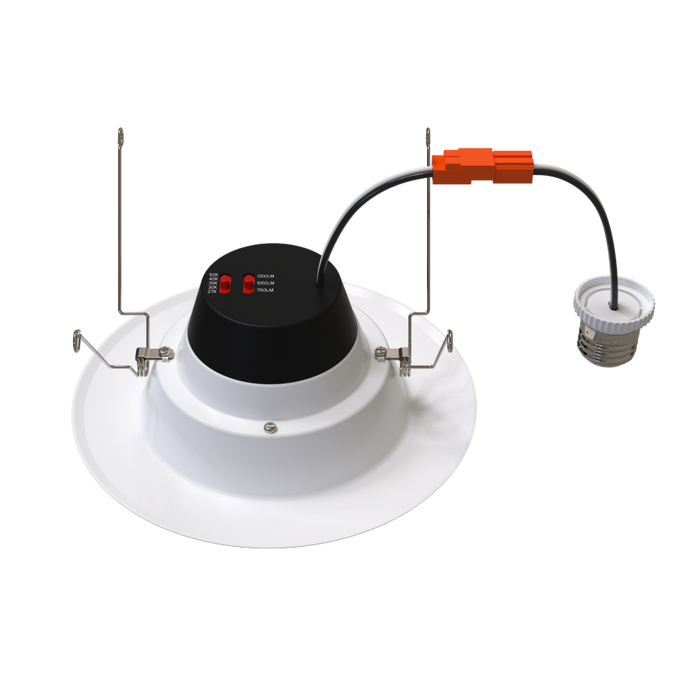 RAB 6 Inch LED Retrofit Downlight Wattage/CCT Selectable 14W/11W/7.5W 2700K/3000K/3500K/4000K/5000K Smooth Trim 90 CRI White (R34X-6)