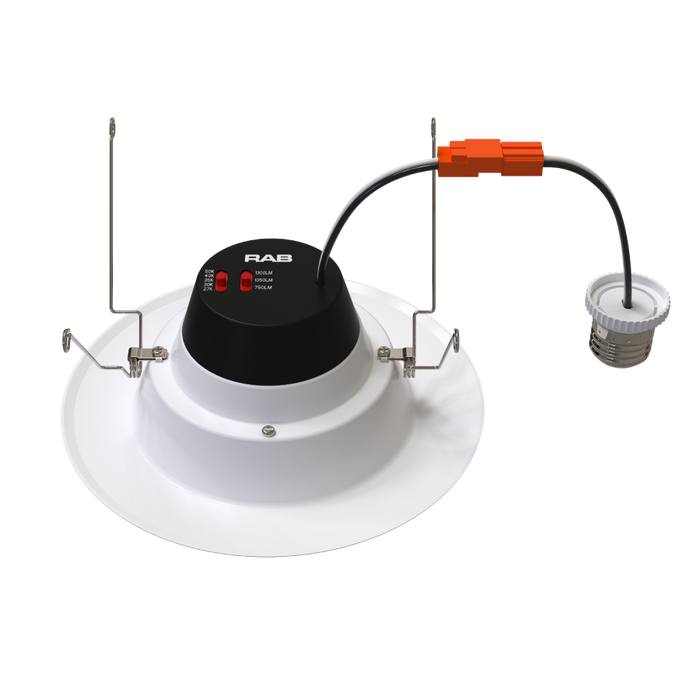 RAB 6 Inch LED Retrofit Downlight Wattage/CCT Selectable 14W/11W/7.5W 2700K/3000K/3500K/4000K/5000K Smooth Trim 90 CRI White (R34X-6)