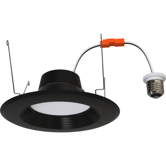 RAB 6 Inch LED Round Retrofit Downlight Wattage/CCT Selectable 14W/11W/7.5W 2700K/3000K/3500K/4000K/5000K 90 CRI 120V Black Baffle Trim (R34X-6B-B)