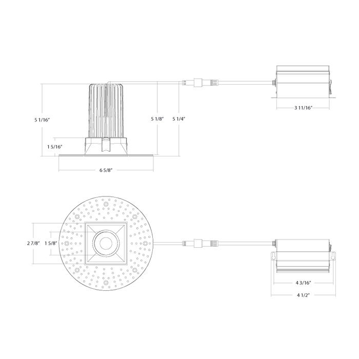 RAB LED Trimless Downlight 3 Inch Square 15W CCT Selectable 2700K/3000K/3500K/4000K/5000K 1000Lm 90 CRI 38 Degree Beam Angle Triac Dimming Black Smooth (R3STLB)