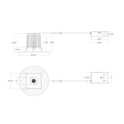 RAB LED Trimless Downlight 4 Inch Square 20W CCT Selectable 2700K/3000K/3500K/4000K/5000K 1600Lm 90 CRI 38 Degree Beam Angle Triac Dimming White Smooth (R4STL)