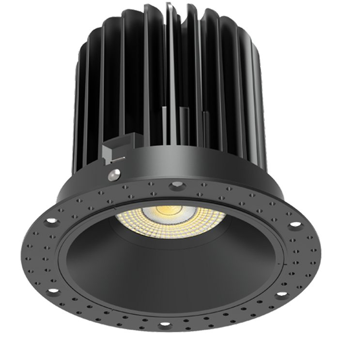 RAB LED Trimless Downlight 4 Inch Round 20W CCT Selectable 2700K/3000K/3500K/4000K/5000K 1600Lm 90 CRI 38 Degree Beam Angle Triac Dimming Black Smooth (R4TLB)