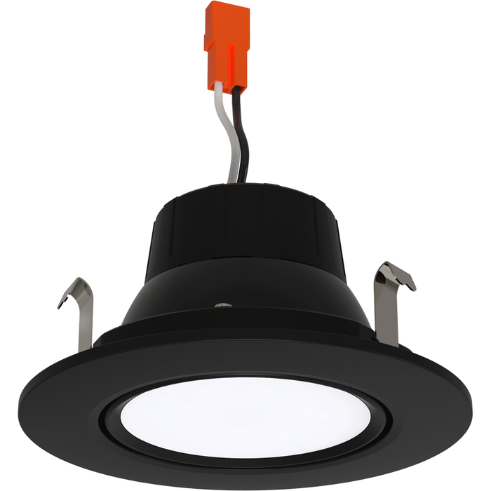 RAB 4 Inch LED Gimbal Retrofit Downlight 8W CCT Selectable 2700K/3000K/3500K/4000K/5000K 90 CRI Smooth Trim Black Finish (RA4R89FA120BS)