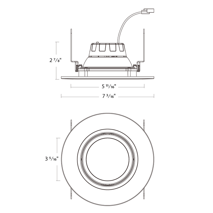 RAB 6 Inch LED Gimbal Retrofit Downlight 11W CCT Selectable 2700K/3000K/3500K/4000K/5000K 90 CRI Smooth Trim Black Finish (RA6R119FA120BS)