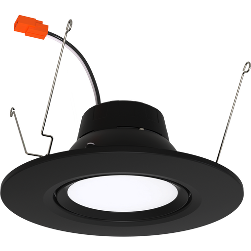 RAB 6 Inch LED Gimbal Retrofit Downlight 11W CCT Selectable 2700K/3000K/3500K/4000K/5000K 90 CRI Smooth Trim Black Finish (RA6R119FA120BS)