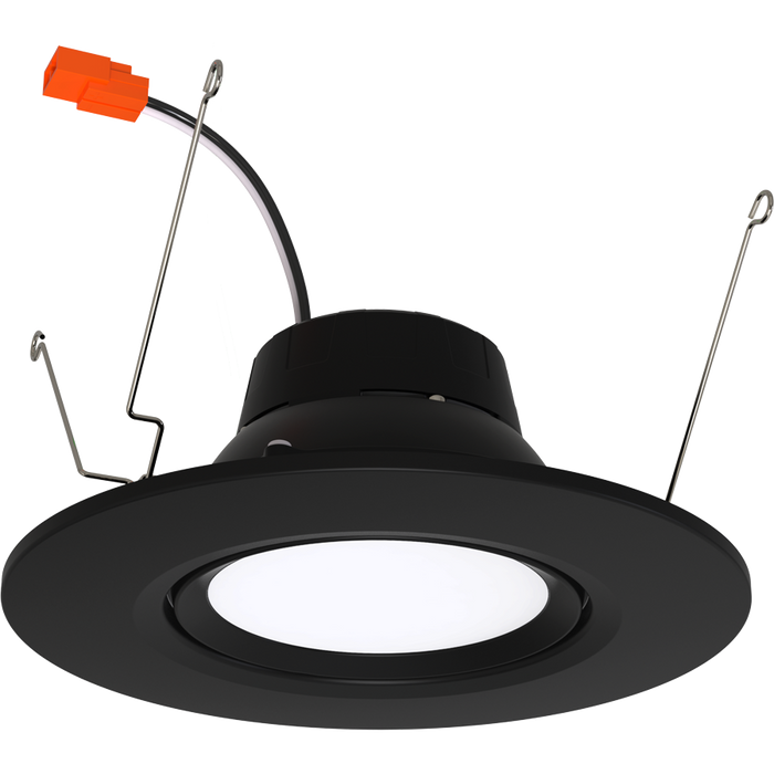 RAB 6 Inch LED Gimbal Retrofit Downlight 11W CCT Selectable 2700K/3000K/3500K/4000K/5000K 90 CRI Smooth Trim Black Finish (RA6R119FA120BS)
