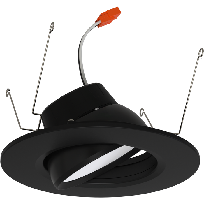 RAB 6 Inch LED Gimbal Retrofit Downlight 11W CCT Selectable 2700K/3000K/3500K/4000K/5000K 90 CRI Smooth Trim Black Finish (RA6R119FA120BS)