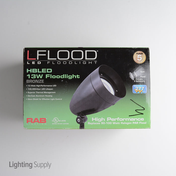 RAB LFlood 13W Cool LED Bullet With Hood And Lens Bronze 5000K (HBLED13A)