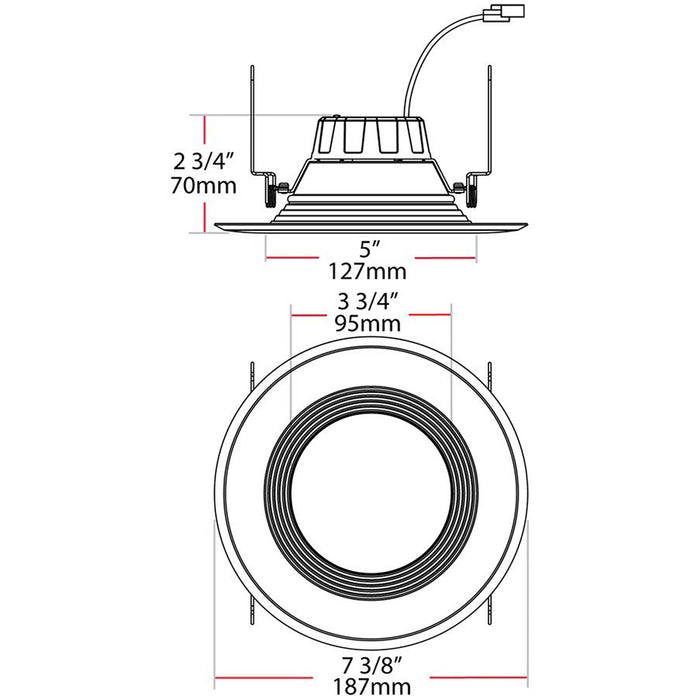 RAB Downlight Recessed 6 Inch Round 14W 1200Lm E26 92 CRI 4000K 120V Baffle (R6R14940120WB)
