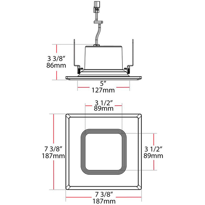 RAB Downlight Recessed 6 Inch Square 10W 1000Lm E26 80 CRI 4000K 120V Baffle (R6S10840120WB)