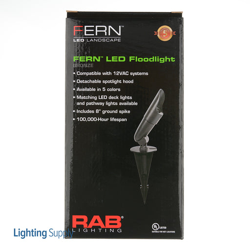 RAB Fern LFlood 6W 12V Angled Cone 2700K LED Hood Spikes Allen Key Textured Bronze (LFLED6LVYYA)