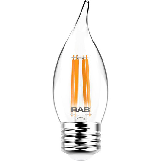 RAB Filament BA11 3.3W 40W Equivalent 300Lm E26 90 CRI 2700K Dimmable Clear (BA11-3-E26-927-F-C)