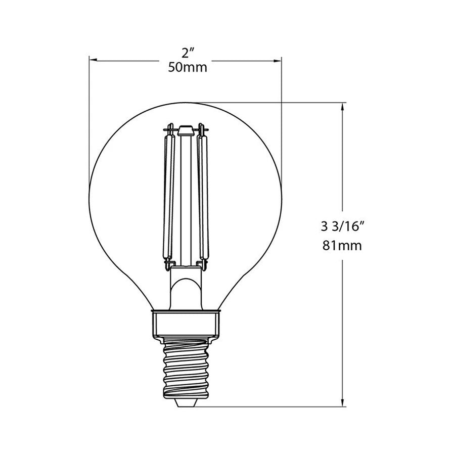 RAB G16.5-3-E12-927-F-C Filament G16.5 3.8W 350Lm E12 2700K Dimmable ...