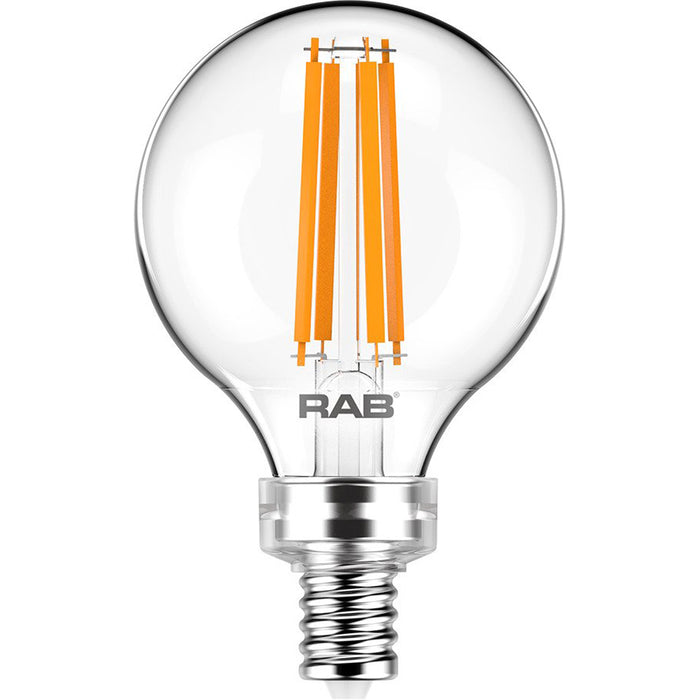 RAB Filament G16.5 3.8W 40W Equivalent 350Lm E12 90 CRI 2700K Dimmable Clear (G16.5-3-E12-927-F-C)