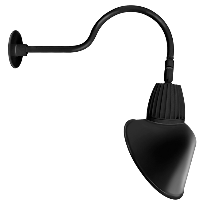 RAB Gooseneck Style1 13W Warm LED Angled Cone Shade Black (GN1LED13YACB)