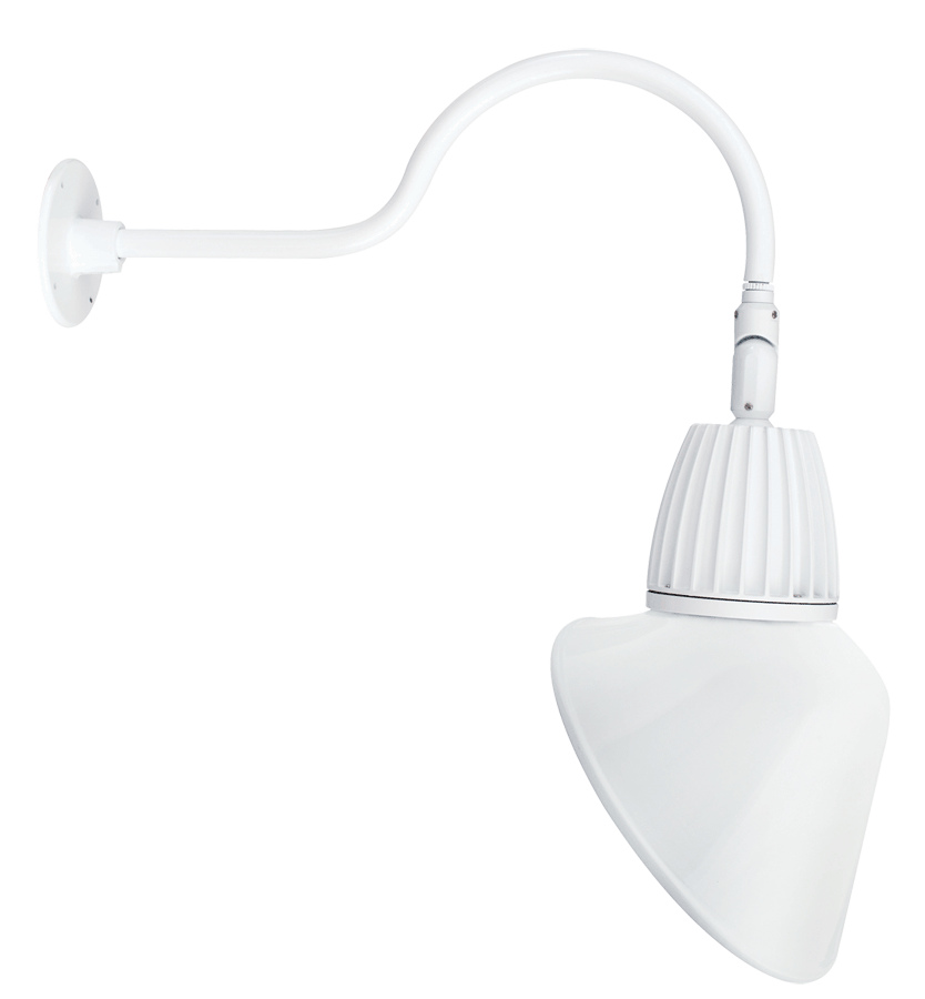 RAB GN1LED13YACW Gooseneck Style1 13W Warm LED Angled Cone Shade White ...